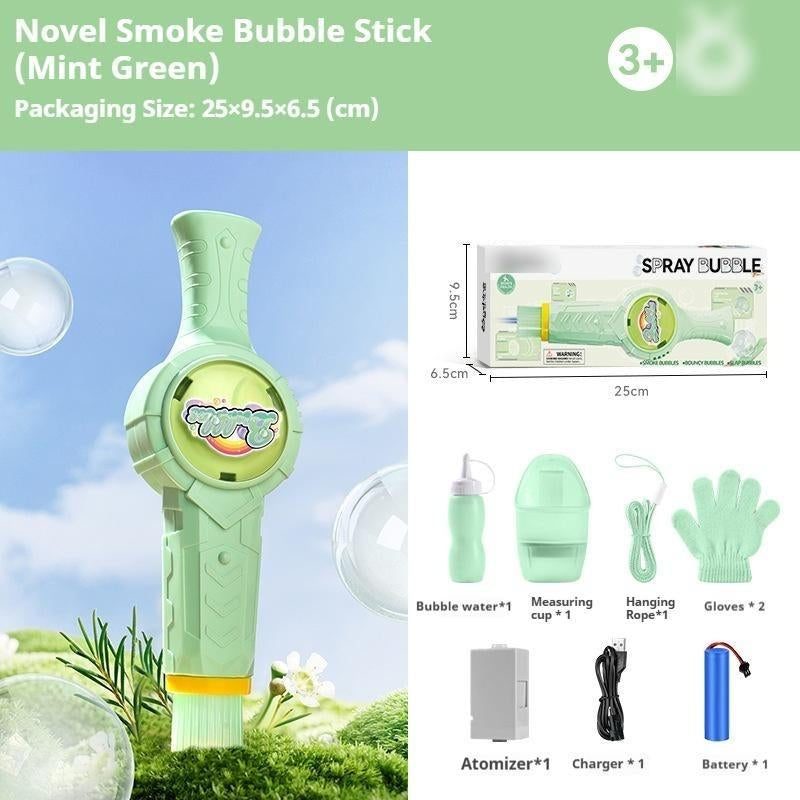Elastic Smoke Bubble Machine for Kids - Rechargeable Magic Bubble Wand with Lights & Sound