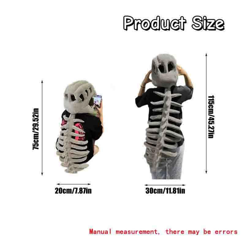Halloween Dinosaur Skeleton Costume Headpiece, Funny Role Play Plush Toy, Soft Stuffed Dinosaur, Creative Prank Gift for Girlfriend, Kids, Family & Friends