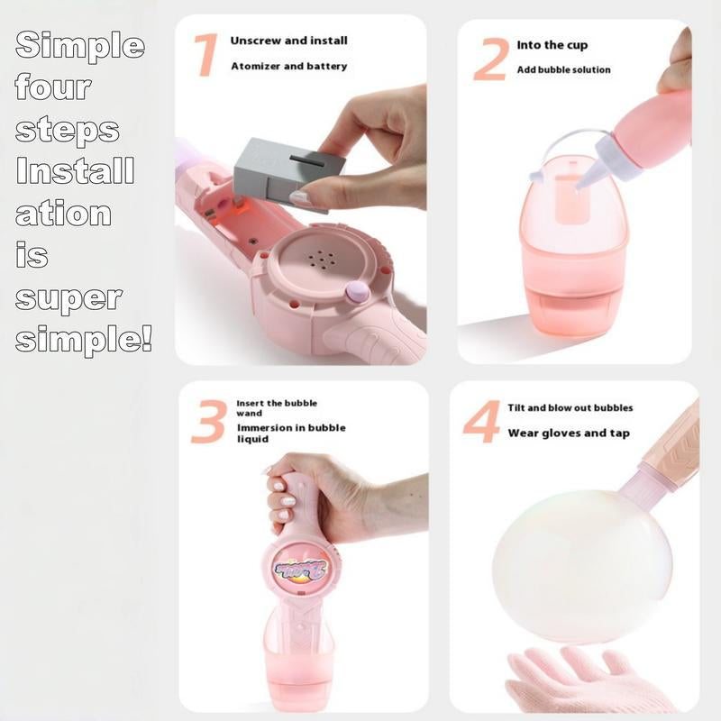 Elastic Smoke Bubble Machine for Kids - Rechargeable Magic Bubble Wand with Lights & Sound