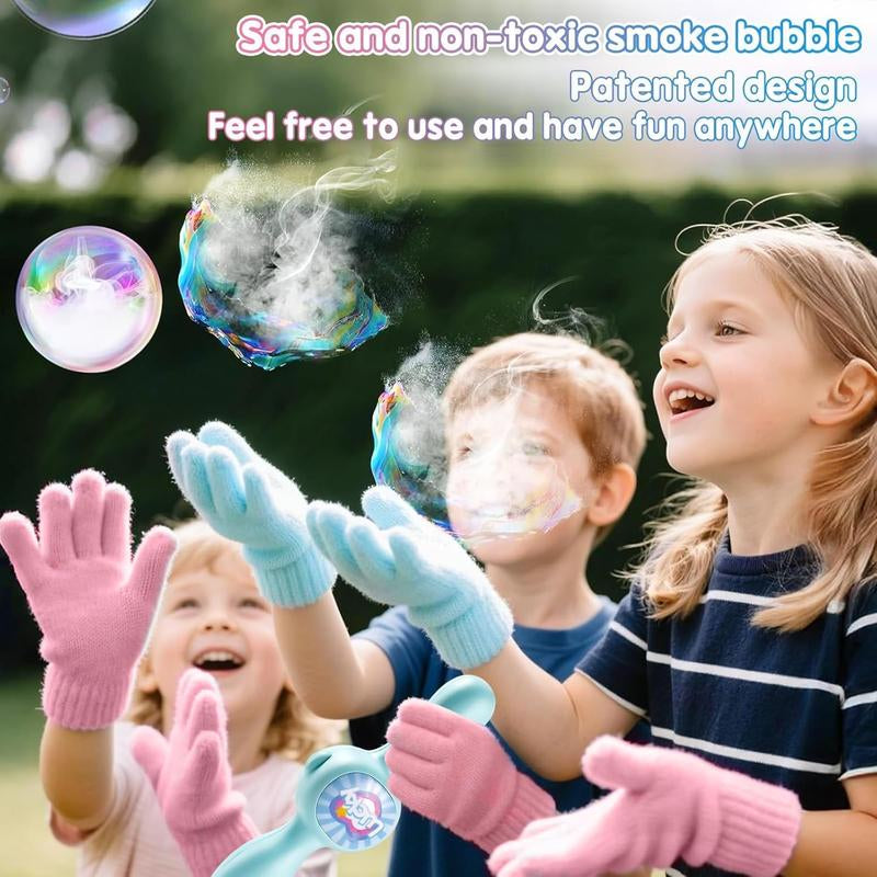 Elastic Smoke Bubble Machine for Kids - Rechargeable Magic Bubble Wand with Lights & Sound